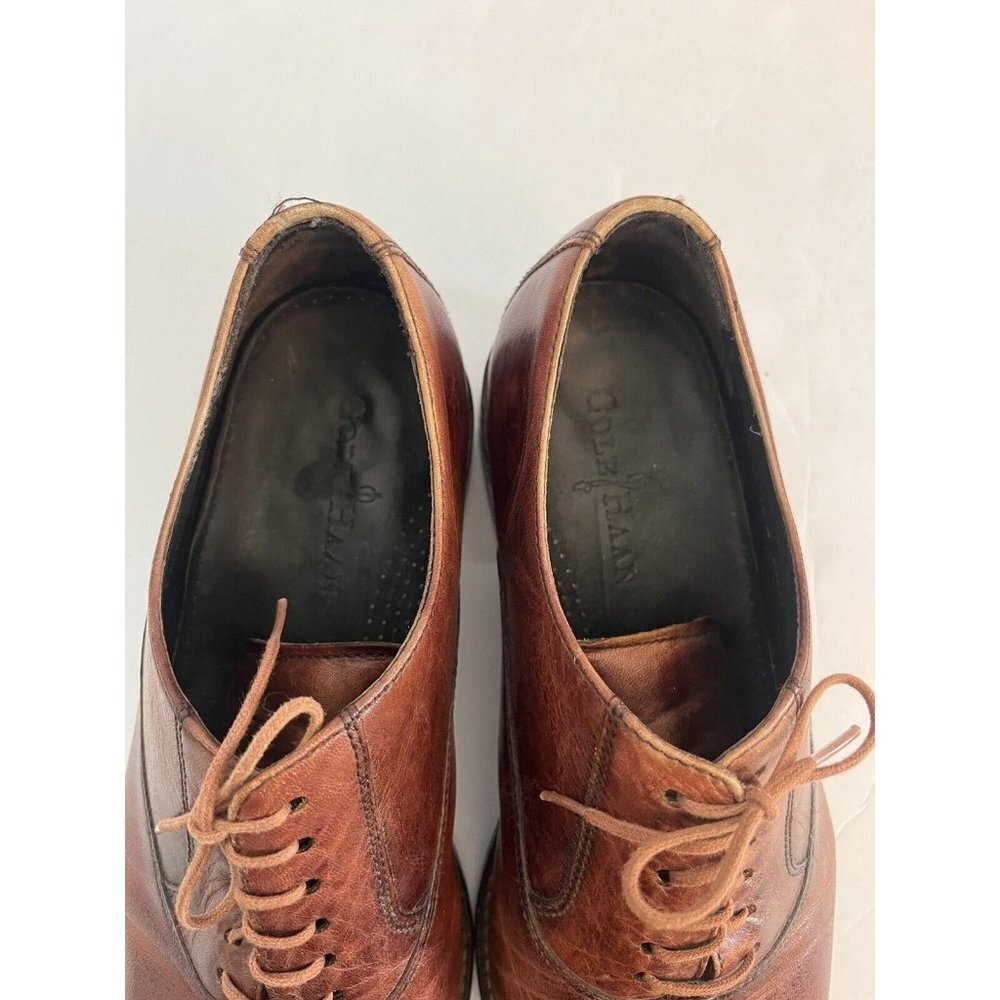 Cole Haan Mens Oxfords Shoes 10 M Brown Leather C10411 Lace Up Flat Heel - Picture 7 of 9